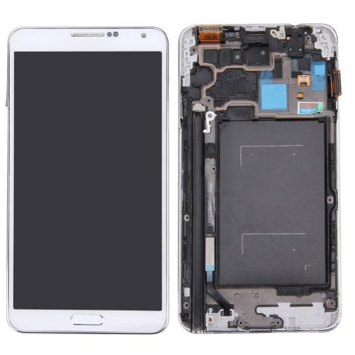 LCD Display + Touch Panel w/ Frame for Galaxy Note III - White - 1