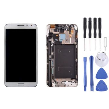 LCD Display + Touch Panel w/ Frame for Galaxy Note 3 Neo/N7505 - White - 1