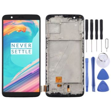 OnePlus 5T A5010 LCD Screen & Digitizer Assembly with Frame - Black - 1