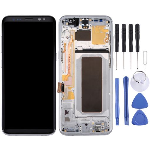 Original LCD Screen + Touch Panel with Frame for Galaxy S8+ Silver - 1
