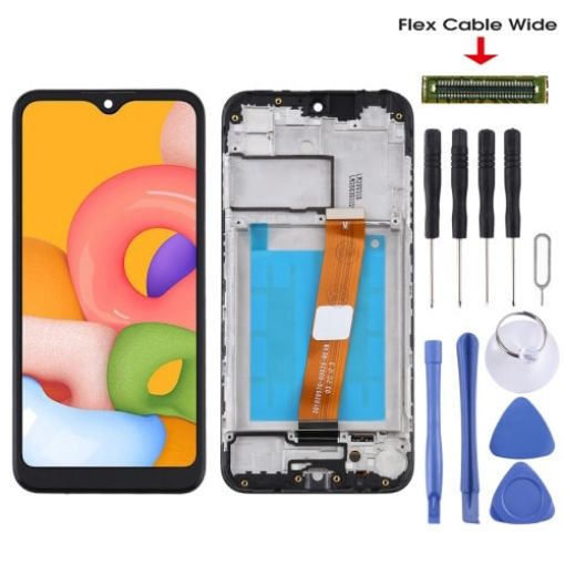 Samsung Galaxy A01 LCD Screen Digitizer Assembly with Frame - Black - 1