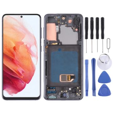Samsung Galaxy S21 AMOLED LCD Screen with Frame - Black - 1