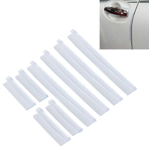 Rubber Car Side Door Edge Protection Guards - 8 PCS (Transparent) - 1