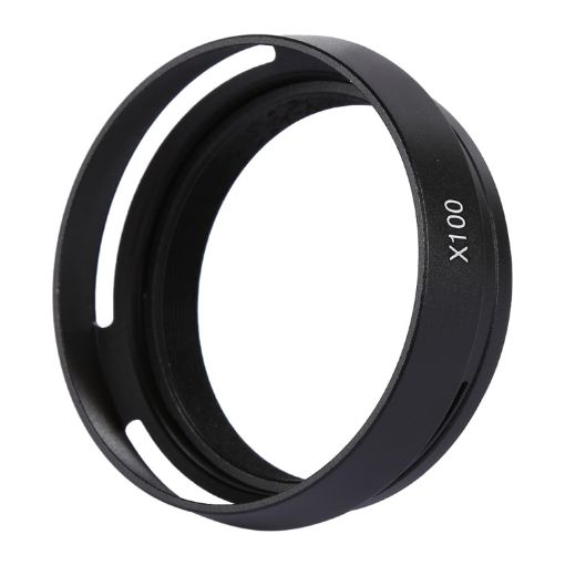 49mm Metal Vented Lens Hood for Fujifilm X100 - Black - 1