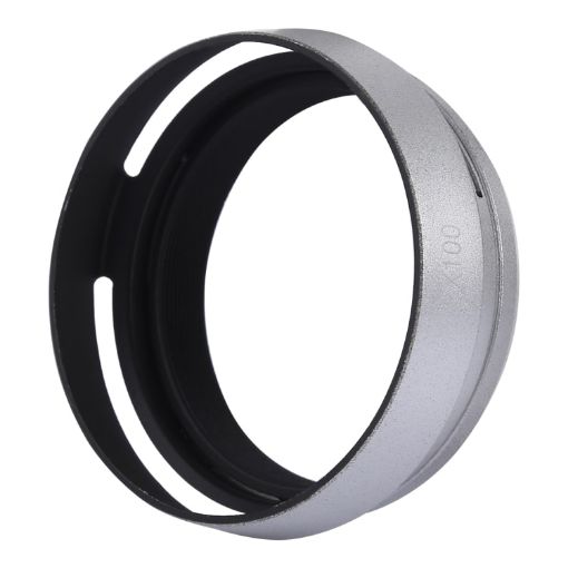 49mm Metal Vented Lens Hood for Fujifilm X100 Silver - 1
