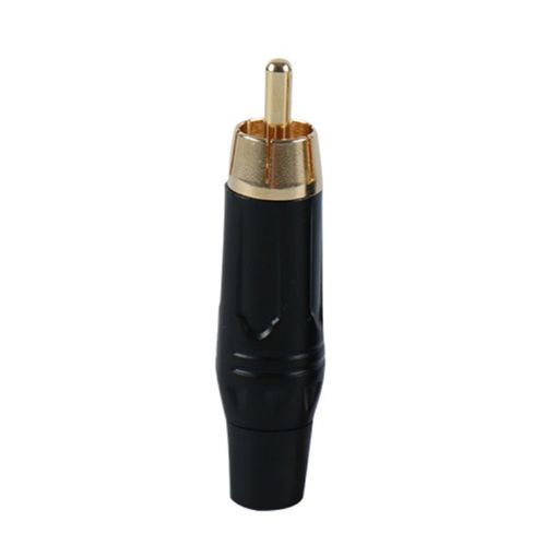 Copper Soldered RCA Male AV Plug w/ Lotus Connector (Black) - 1