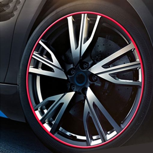 Red Car Wheel Hub Trim Mouldings - Scratchproof & Flexible - 8M Strip - 1