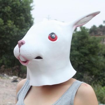 Lovely Halloween Rabbit Mask with Villus Ears for Men and Women - 1
