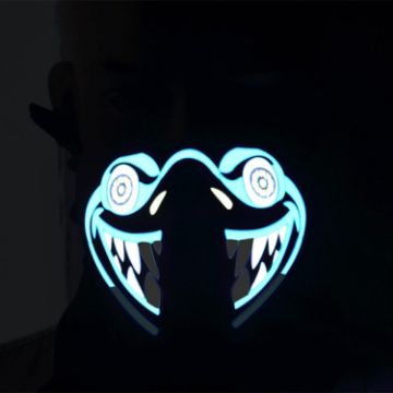 Halloween Mask Voice Control LED Cold Light Terror Cosplay Mask - 1