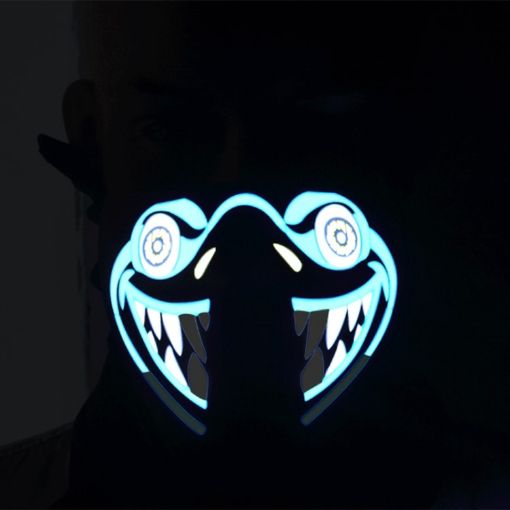 Halloween Mask Voice Control LED Cold Light Terror Cosplay Mask - 1