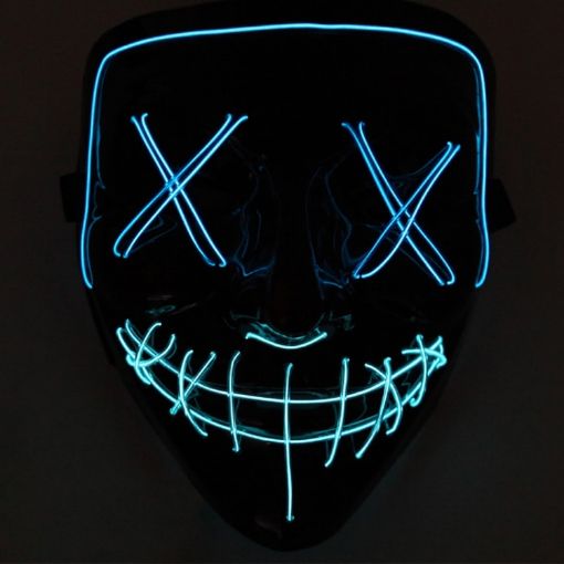 LED Halloween Festival Party X Face Seam Mouth Mask Blue+Ice Blue - 1