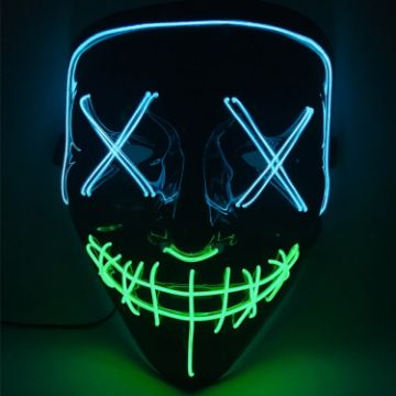 LED Halloween Festival Party X Face Seam Mouth Mask (Blue Green) - 1