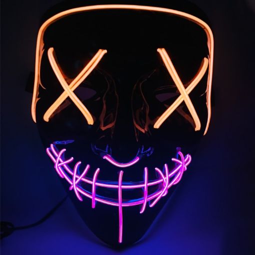 Halloween Festival Party LED Luminescence Mask (Orange Purple) - 1