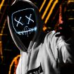 LED Halloween Festival Party X Face Seam Mouth Mask Green White - 5