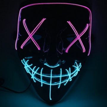 LED Halloween Festival Party X Face Seam Mouth Mask Purple Blue - 1