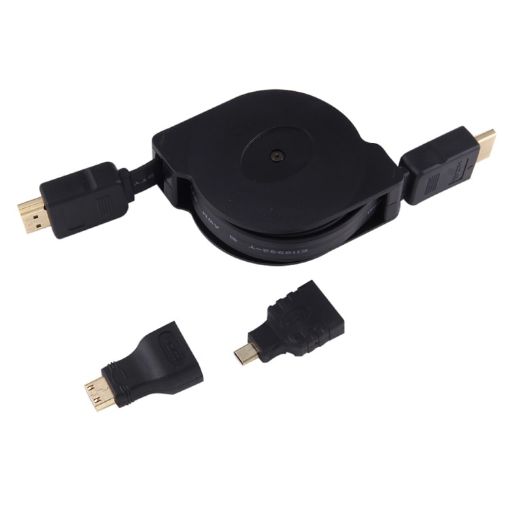 1m HDMI Male to HDMI Male Retractable Cable with Adapters - 1