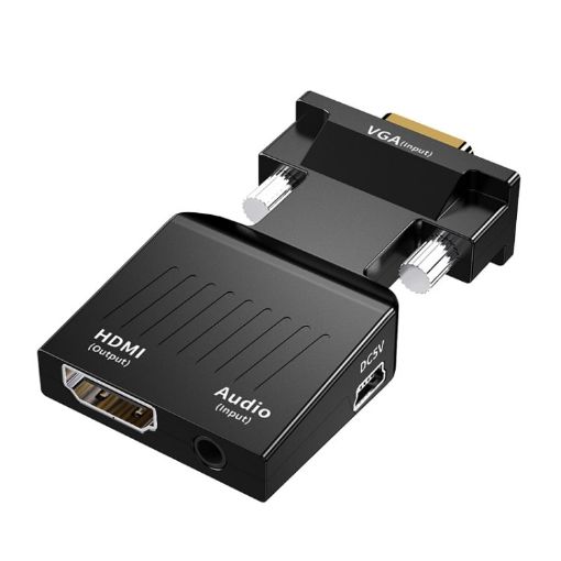 HW-2217 VGA to HDMI Converter With Audio - Black - 1