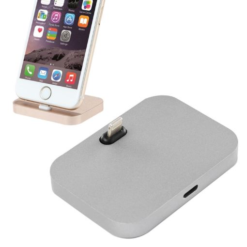 8 Pin Aluminum Desktop Charger for iPhone - Grey - 1