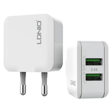 LDNIO A2201 Dual USB Charger with 8 Pin Data Cable - 1