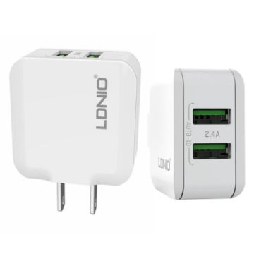 LDNIO A2201 Dual USB Charger with 8 Pin Data Cable - 1