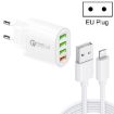 QC-04 QC3.0 Multi-ports Charger with 3A USB Cable, EU Plug - 1