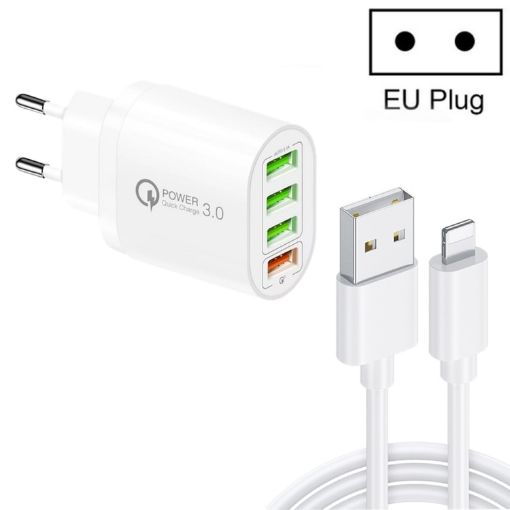 QC-04 QC3.0 Multi-ports Charger with 3A USB Cable, EU Plug - 1