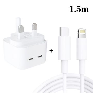 SDC-40W Dual PD USB-C Charger with 1.5m Cable, UK Plug - 1