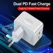 PD 50W Dual USB-C/Type-C Ports Charger (EU Plug) - Fast Charging - 6