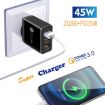 45W PD3.0 + 2 x QC3.0 USB Multi Port Quick Charger, US Plug - 3