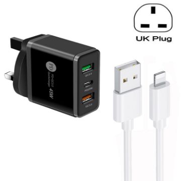 45W PD25W + 2 x QC3.0 USB Multi Port Charger with USB to 8 Pin Cable - 1