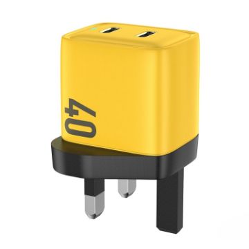WK WP-U128 40W Dual USB-C/Type-C Charger - UK Plug - 1
