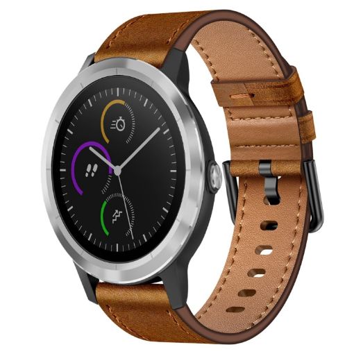 Garmin Vivoactive 3 20mm Leather Watch Band - Red Brown - 1
