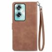 OnePlus Nord N30 SE Brown Leather Phone Case - Embossed Flower Zipper - 3