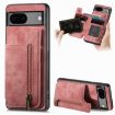 Google Pixel 6 Retro Leather Zipper Wallet Back Phone Case - Pink - 1