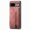 Google Pixel 6 Retro Leather Zipper Wallet Back Phone Case - Pink - 2