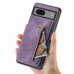 Google Pixel 7a Retro Leather Zipper Wallet Back Phone Case Purple - 6