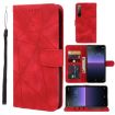 Sony Xperia 10 II Red Leather Phone Case - Geometric Lines - 1