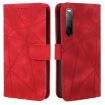 Sony Xperia 10 II Red Leather Phone Case - Geometric Lines - 2