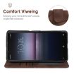 Sony Xperia 1 II Brown Leather Phone Case - Geometric Lines - 4