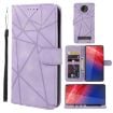 Motorola Moto Z4 Purple Leather Phone Case - Geometric Lines - 1