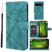 Green Leather Phone Case for Google Pixel 8a - Geometric Lines - 1