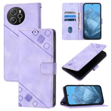 Blackview Shark 8 Embossed Leather Phone Case - Light Purple - 1