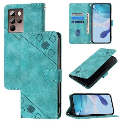 HTC U24 Pro Green Leather Phone Case - Skin Feel Embossed - 1