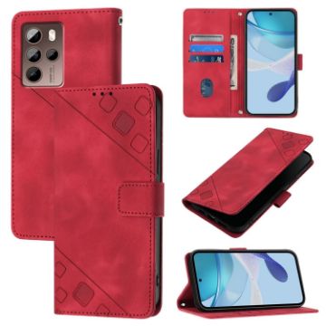 HTC U24 Pro Red Leather Phone Case - Skin Feel Embossed - 1