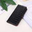 iPhone 16 Plus Crocodile Top Layer Cowhide Leather Phone Case - Black - 2