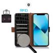 iPhone 16 Plus Crocodile Top Layer Cowhide Leather Phone Case - Black - 5