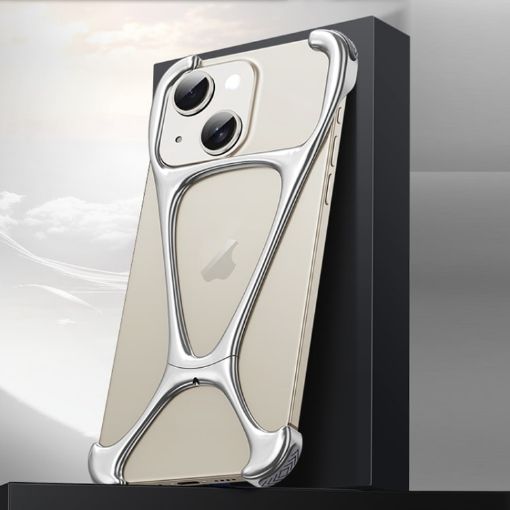 iPhone 14/13 Hercules Zinc Alloy Metal Phone Case - Bright Silver - 1