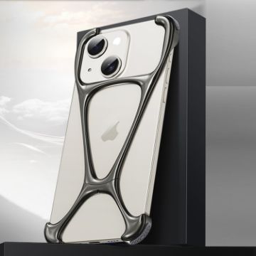 iPhone 14/13 Hercules Zinc Alloy Metal Phone Case - Bright Metal Grey - 1