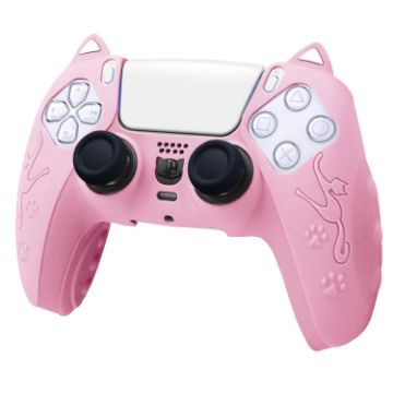 Sony PS5 Cat Ear Silicone Case (Pink) - Gamepad Protective Cover - 1