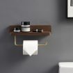 30cm Walnut Wall-Mounted Paper Towel Rack Bathroom Shelf - 2
